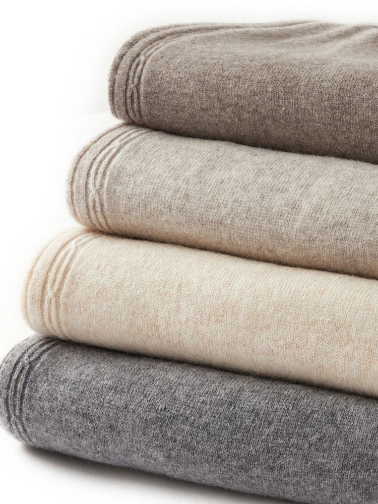 Novas mulheres 100% lã merino malha calças de perna larga outono inverno básico macio quente cashmere malha calças casuais design com cordão