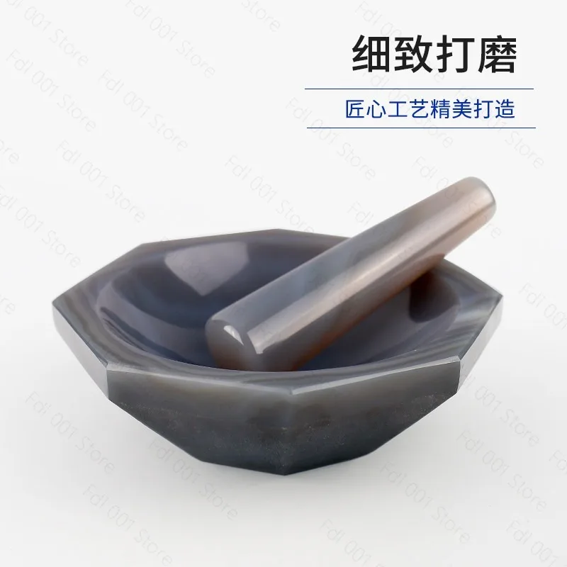 30-130MM Laboratory Use Mortar And Pestle Natural Agate Mortar With Grinding Rod Spice Mills Mortar Grinding Tool