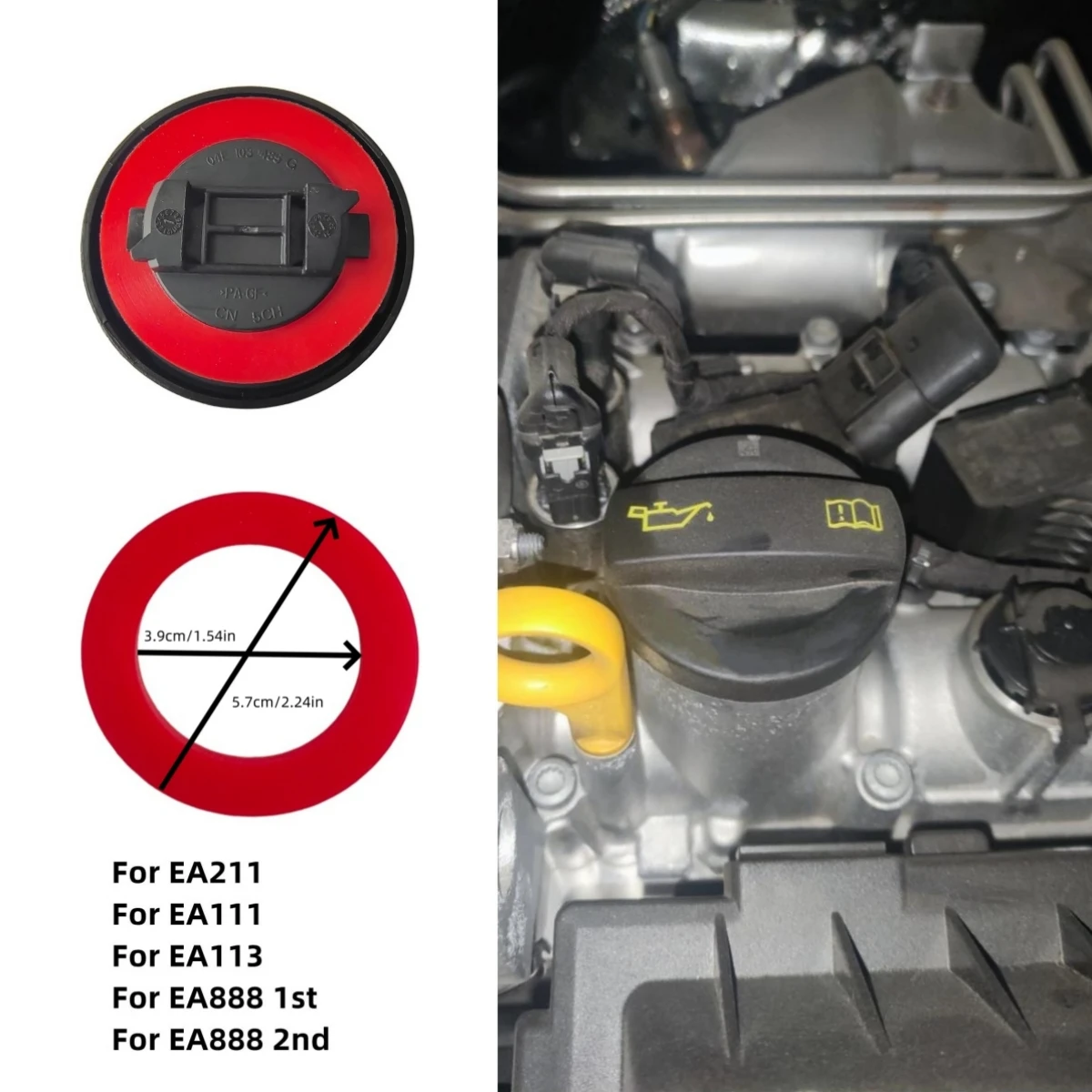 For Audi A4 A5 A6 A7 A8 A1 Q3 Q5 Q7 S4 S5 S7 VW Golf 6 7 5 4 Skoda EA888 EA211 EA111 EA113 Oil Filler Cap Rubber Sealing Gasket