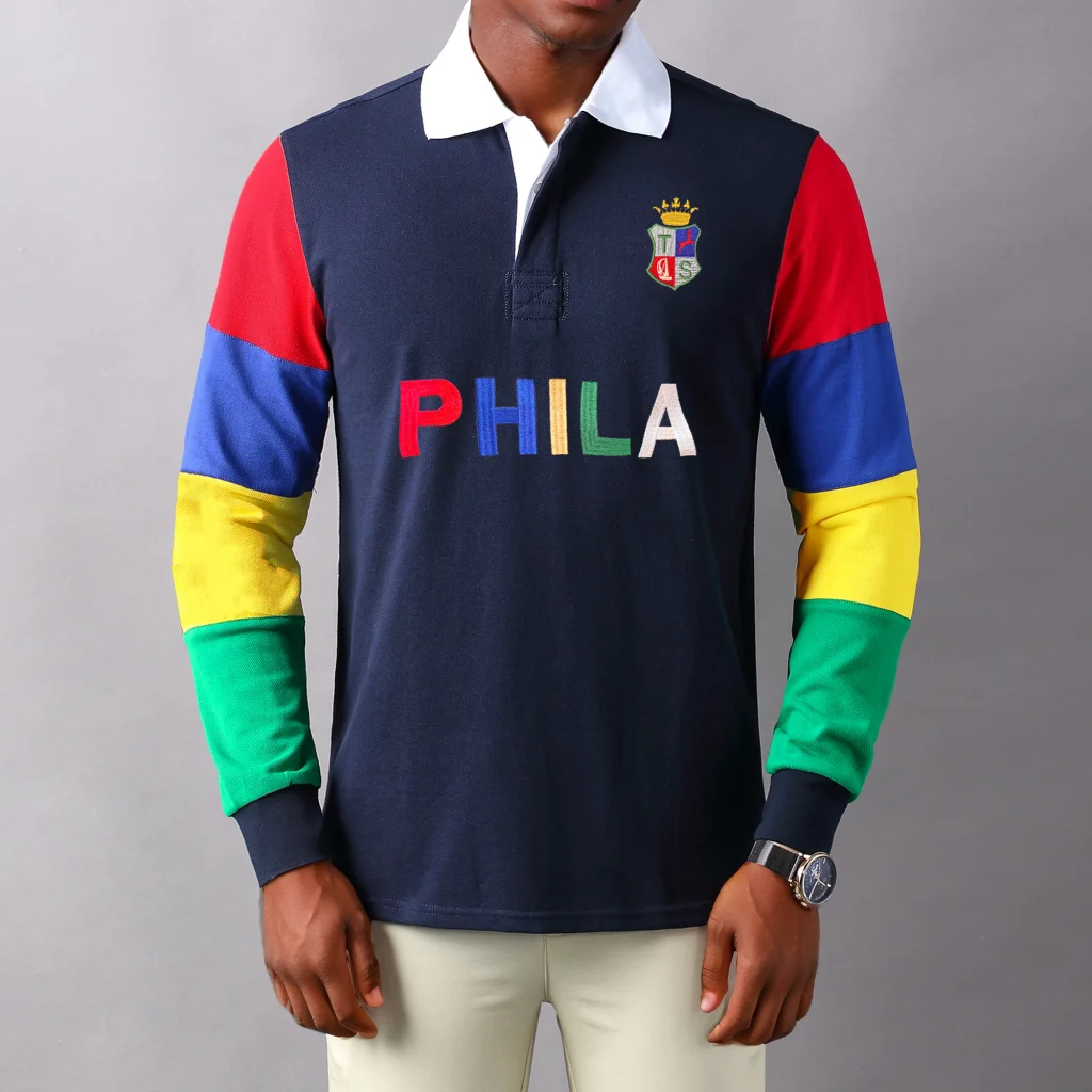 

2025 New PHILA Mens Polo Shirts Striped Colors 100% Cotton Long/Full Sleeve T Shirt for Man Large US Size 7XL Men's clothing