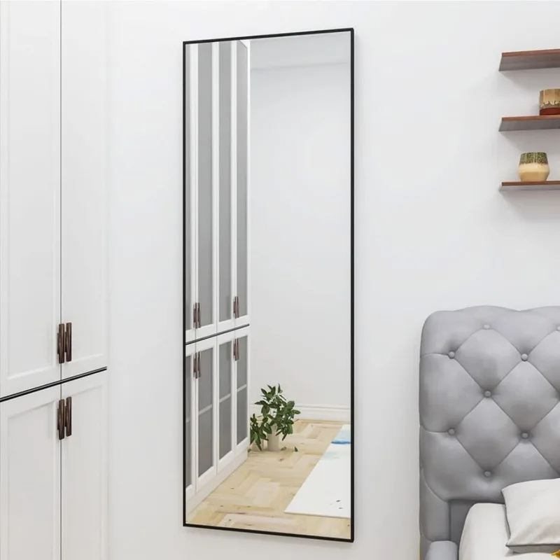 Alloy Frame Full Length Mirror Free Standing Hanging or Leaning Floor Mirror Wall Mounted Full Body Mirror , 65" X 24"