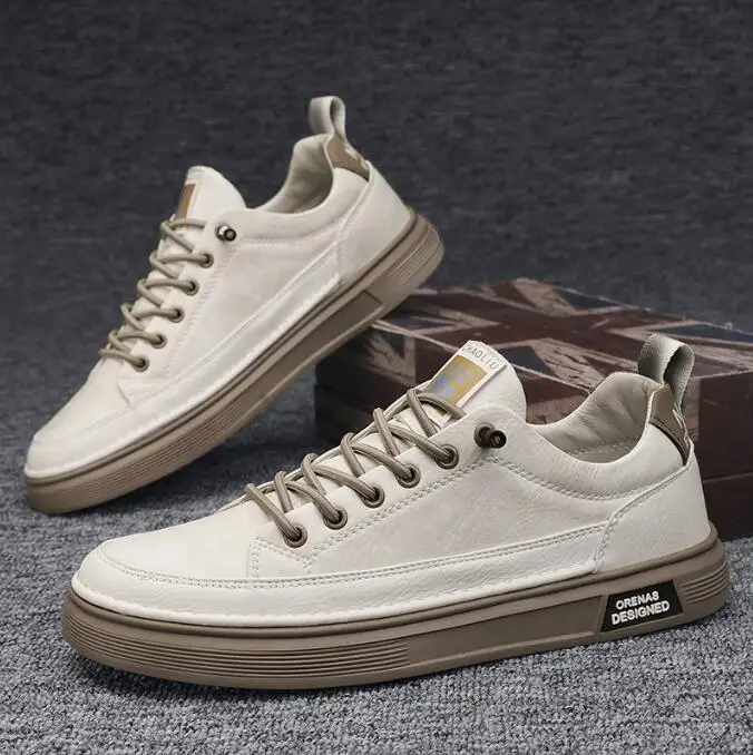 

Мужская кожаная обувь, модные кроссовки для вождения, прогулок, офиса, удобная мужская нескользящая молодежная обувь на плоской подошве