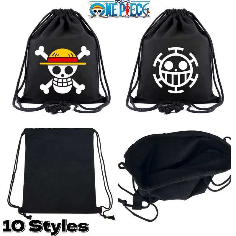 Mochila de Anime 3D de una pieza con diseño de Luffy, bolsillo con cordón, tela Oxford, almacenamiento portátil para baloncesto y accesorios de juguete