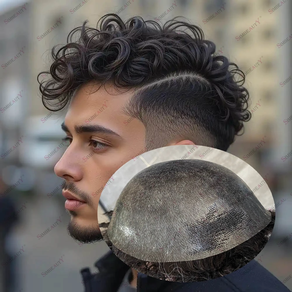 

Прочный мужской парик из натуральных волос, 20 мм, с прозрачной силиконовой основой, недорогой, сверхдолговечный капиллярный протез для мужчин