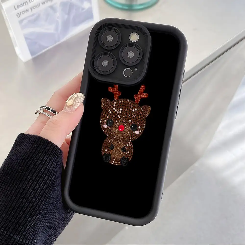

Shining Diamond Phone Case for iPhone 17 16 15 14 13 12 11 Air Pro Max Plus Black Soft TPU Shockproof Cover