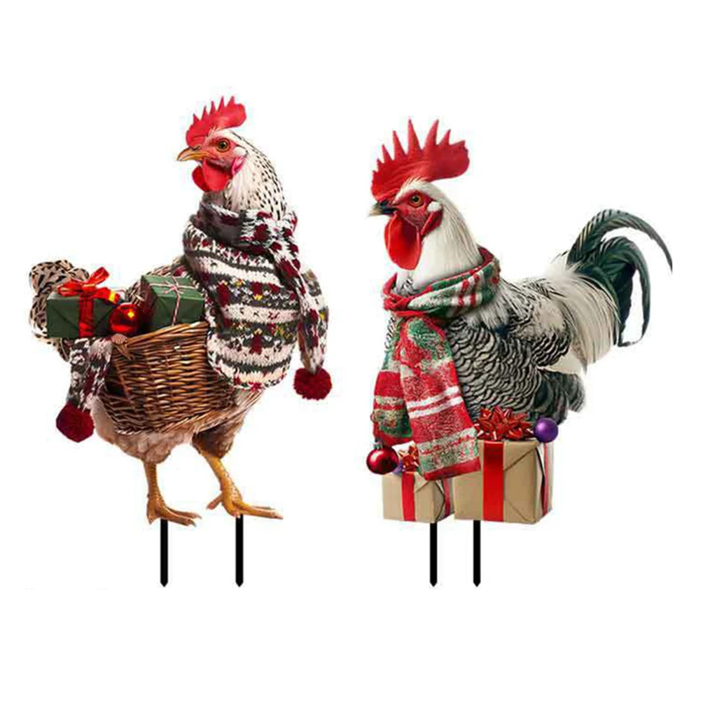 

Rooster Duck Pigeon Metal Yard Art Weather resistant Garden Stake Lifelike Appearance Easy to Assemble Surprise Option