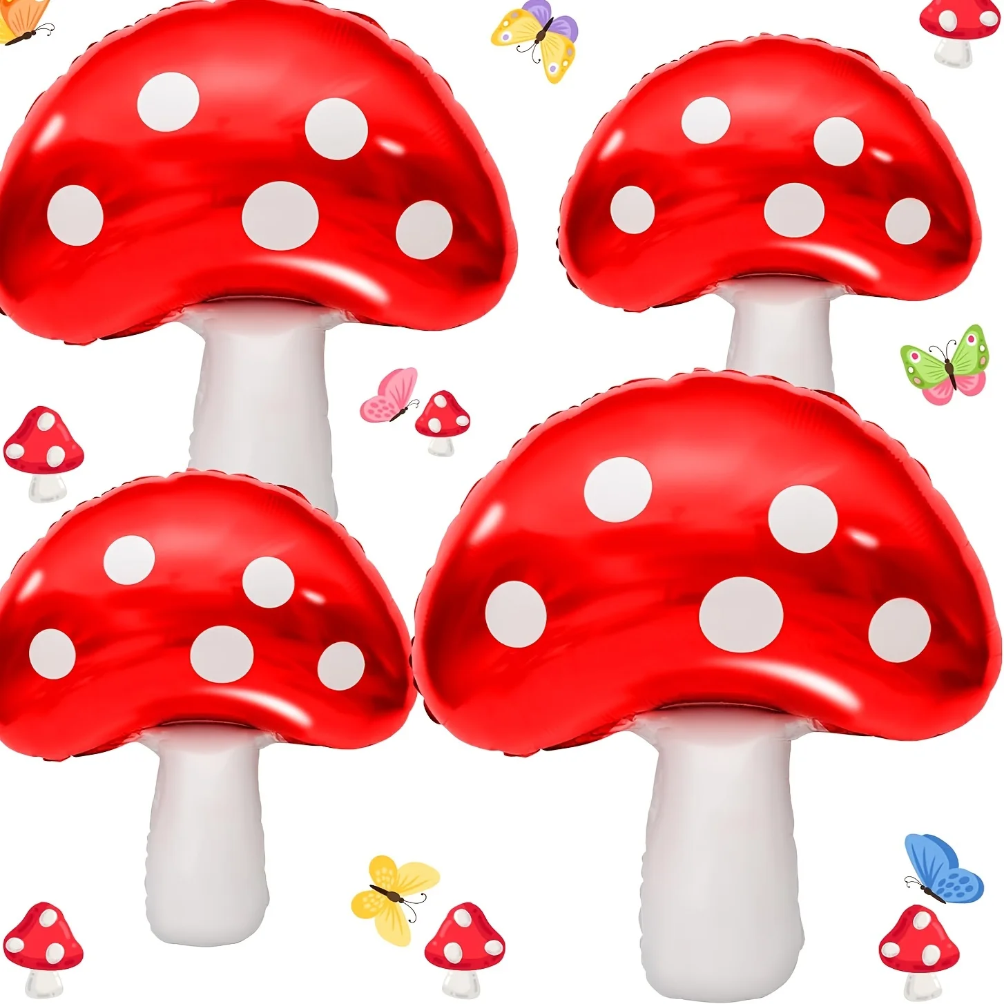 

Woodland Fairy Mushroom Balloon Red Mushroom Foil Balloons Forest Plant Theme Children's Birthday Party Decoration Globos