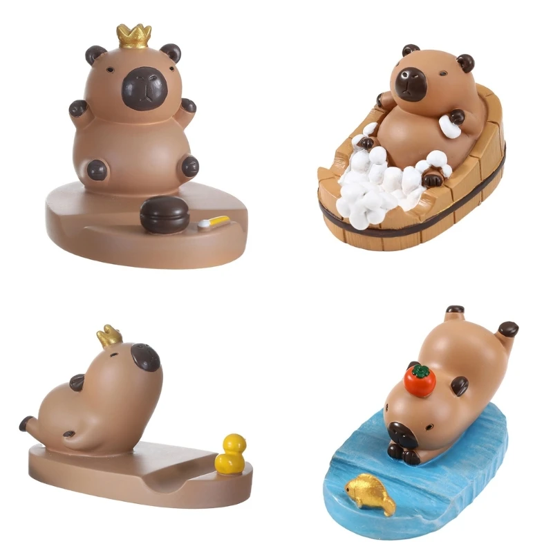 Resin Craft Capybara Theme Cellphone Stand for Desk, Kitchen, Bedsides Use DropShip