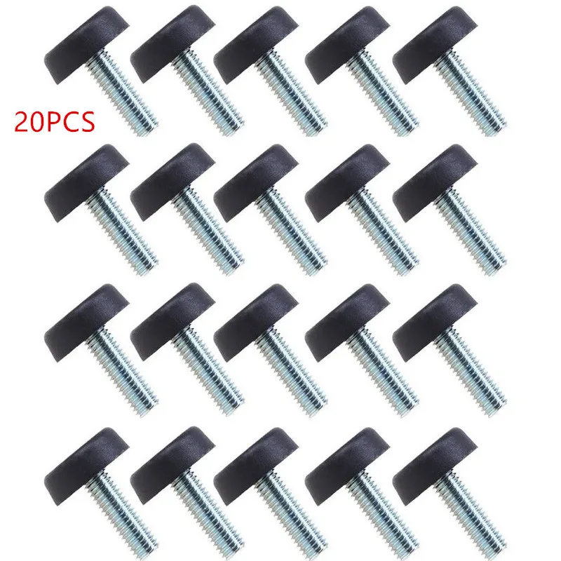 

20pcs Chair Leveling Foot Pads M8 X 25 Adjustable Furniture Base Bumpers with Thread Stem Screw Anti-noise Table Sofa Protector