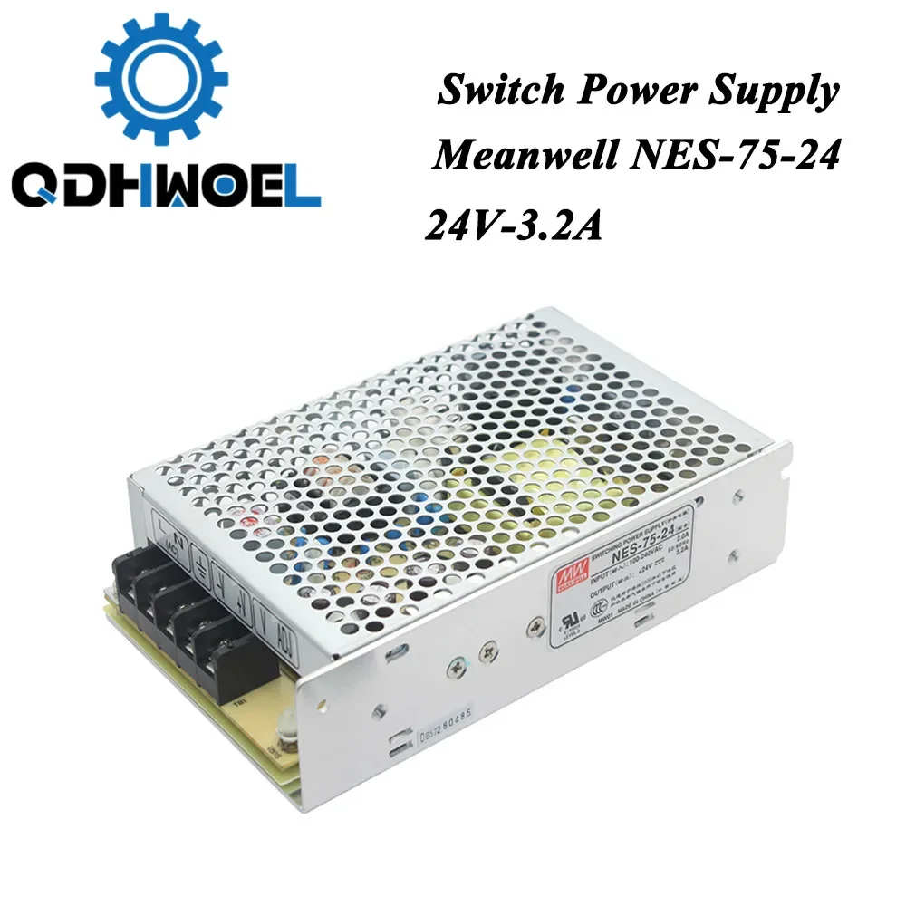 

QDHWOEL Taiwan Meanwell Switching Power Supply NES-75-24 24V 3.2A 75W for Laser Controller Single output DC Power Supply