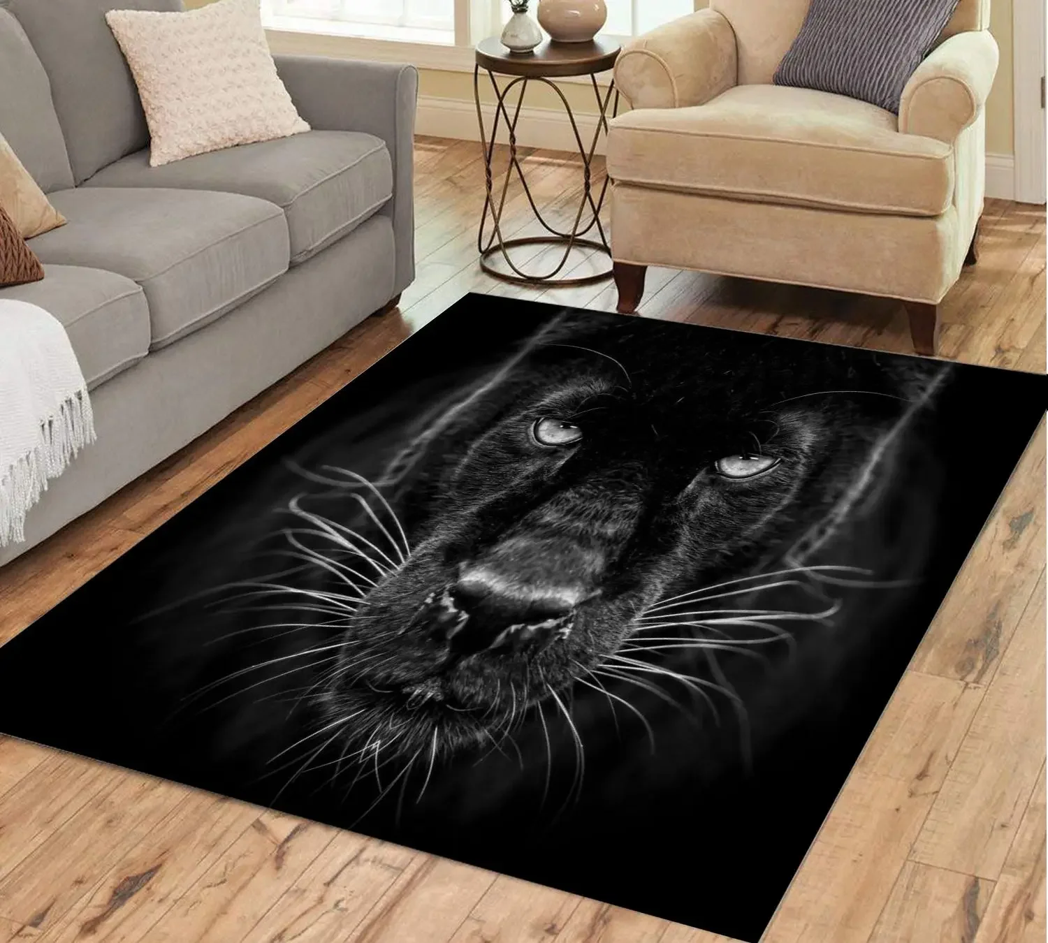 Panther Carpet Black Leopard Rug for Living Room Large Area Rug Animal Lion Tiger Doormat for Bedroom Home Decoration Tribal Rug