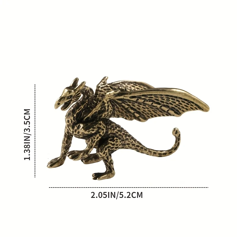 1/5 pieces of statue ornaments, small gifts, brass mythical copper flying dragon statue for collectors and enthusiasts view 2
