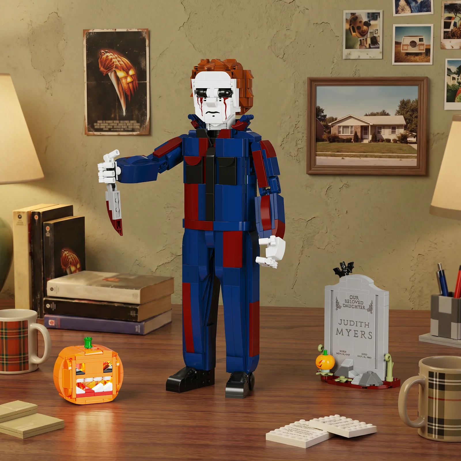 Halloween Killer Building Blocks Set Classic Horror Movie Character Display Figure Model Home Decor Collectible Gifts for Adults