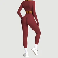 Summer 2PCS Yoga Suit Sports Set Women Quick-Dry Gym Set Women Tracksuit Running Workout Long Sleeve Sports Shirt Yoga Clothing - Image 3