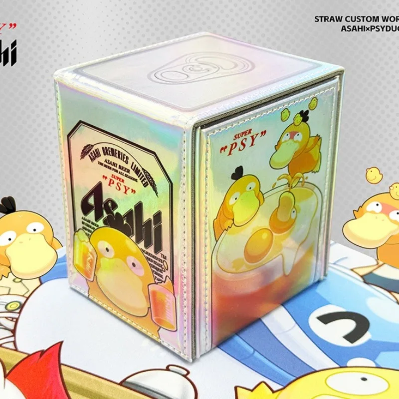Juego de dados indicadores de daño para cartas coleccionables de anime y dibujos animados Psyduck, PTCG, Asahi Beer, caja de almacenamiento de cartas de colección para fans de Psyduck