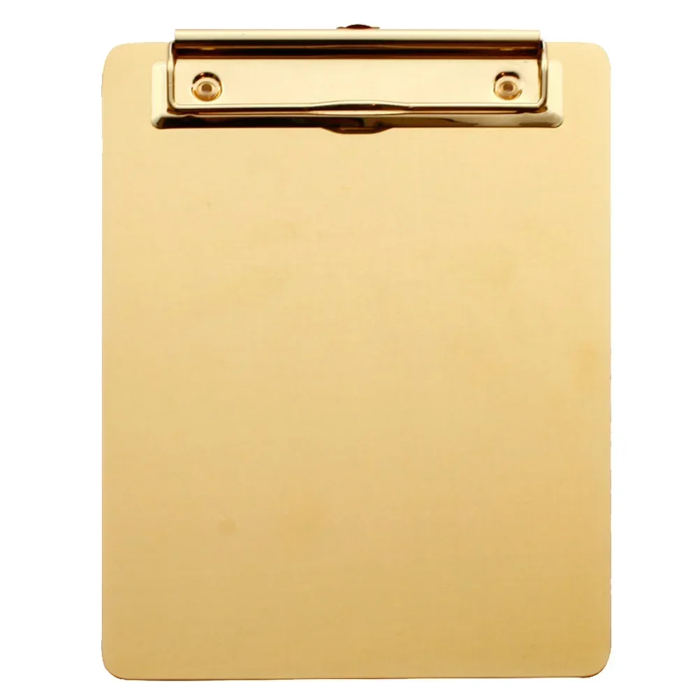 Writing Stainless Home Holder Organizer Pad Memo Office Gold Paper Board Golden File for Clipboard Steel