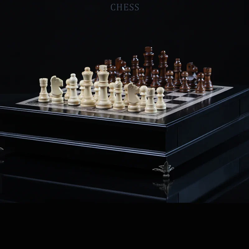 Professional Luxury Chess Big Board Game Adult Camping Wooden Chess Pieces Retro Souvenir Adult Chadrez Jogo Birthday Present