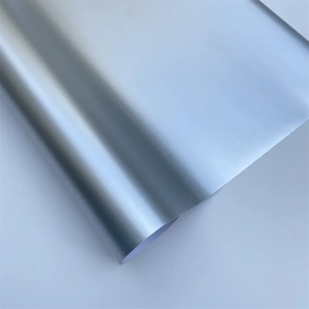 Satin Matt Silver Chrome Vinyl Wrap Car Film Adhesive Channles for Motor Auto Wrapping Sticker