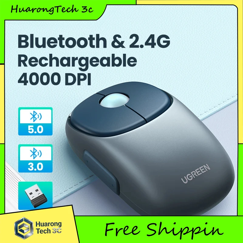 UGREEN Wireless Mouse Bluetooth 5.0 2.4G Rechargeable Mouse 4000 DPI Charging Bluetooth Mouse For MacBook iPad Tablet Laptop