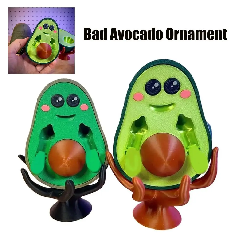 New Cute Bad Avocado Statue Funny Green Bad Avocado Ornament 3D Printed Charming Funny Toy Home Decor