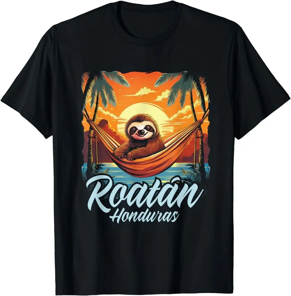 Roatan Sloth, Roatan Honduras Sloth Relaxing, Roatan Gift Unisex T-Shirt  High Quality 100%Cotton Short Sleeve