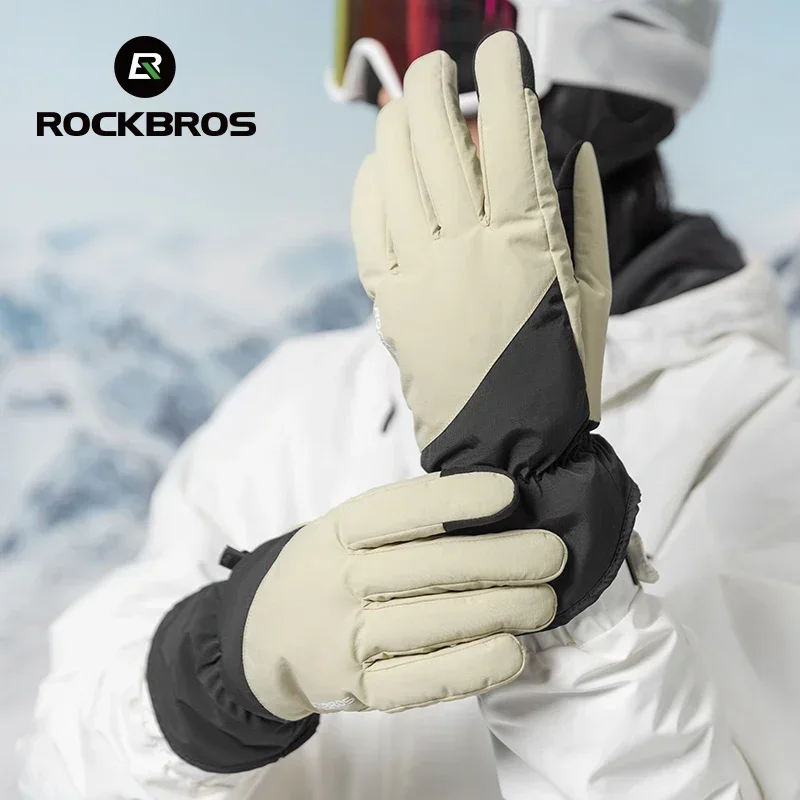 

ROCKBROS Winter Ski Waterproof Snow Keep Warm Windproof Gloves Snowboard Gloves Touch Screen Fleece Motor Riding Gloves