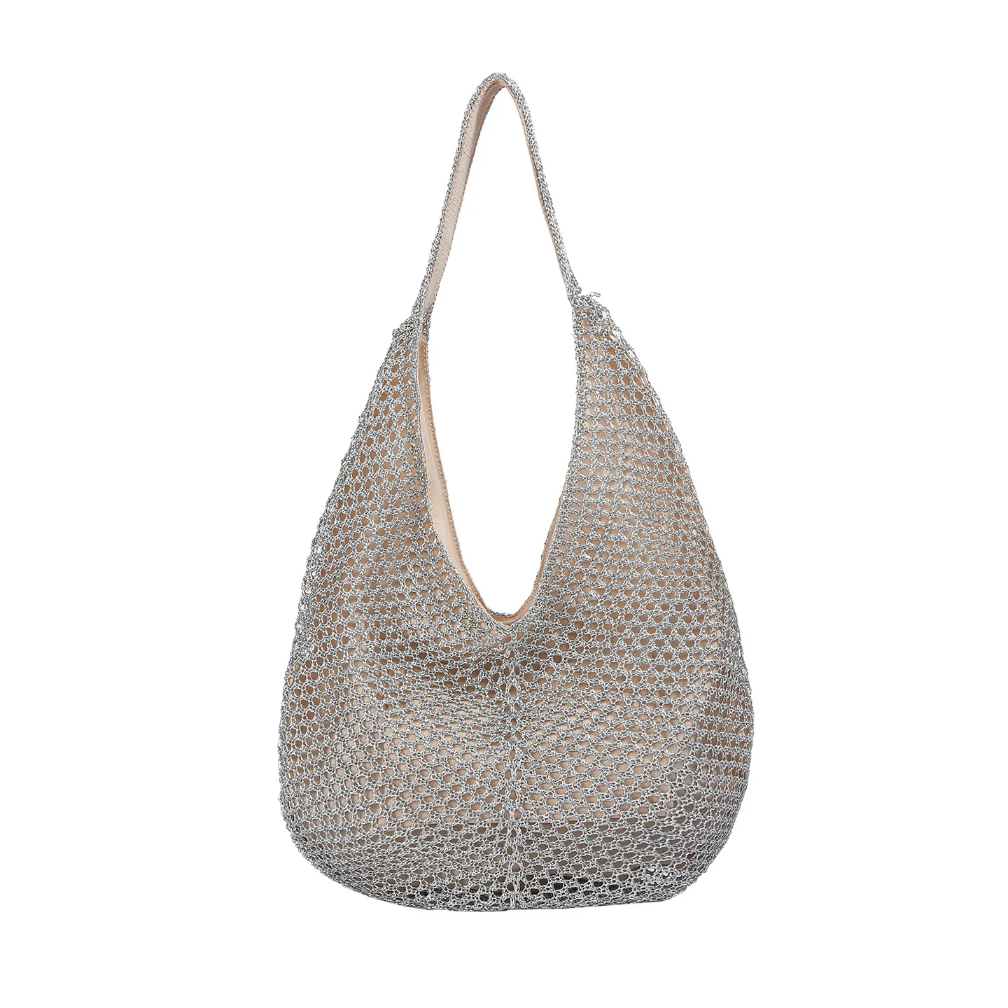 

Hollow Woven Fishing Net Bags For Women Korean PU Splicing Design Mesh Shoulder Bag 2026 New Summer Fashion Beach Trend Handbags