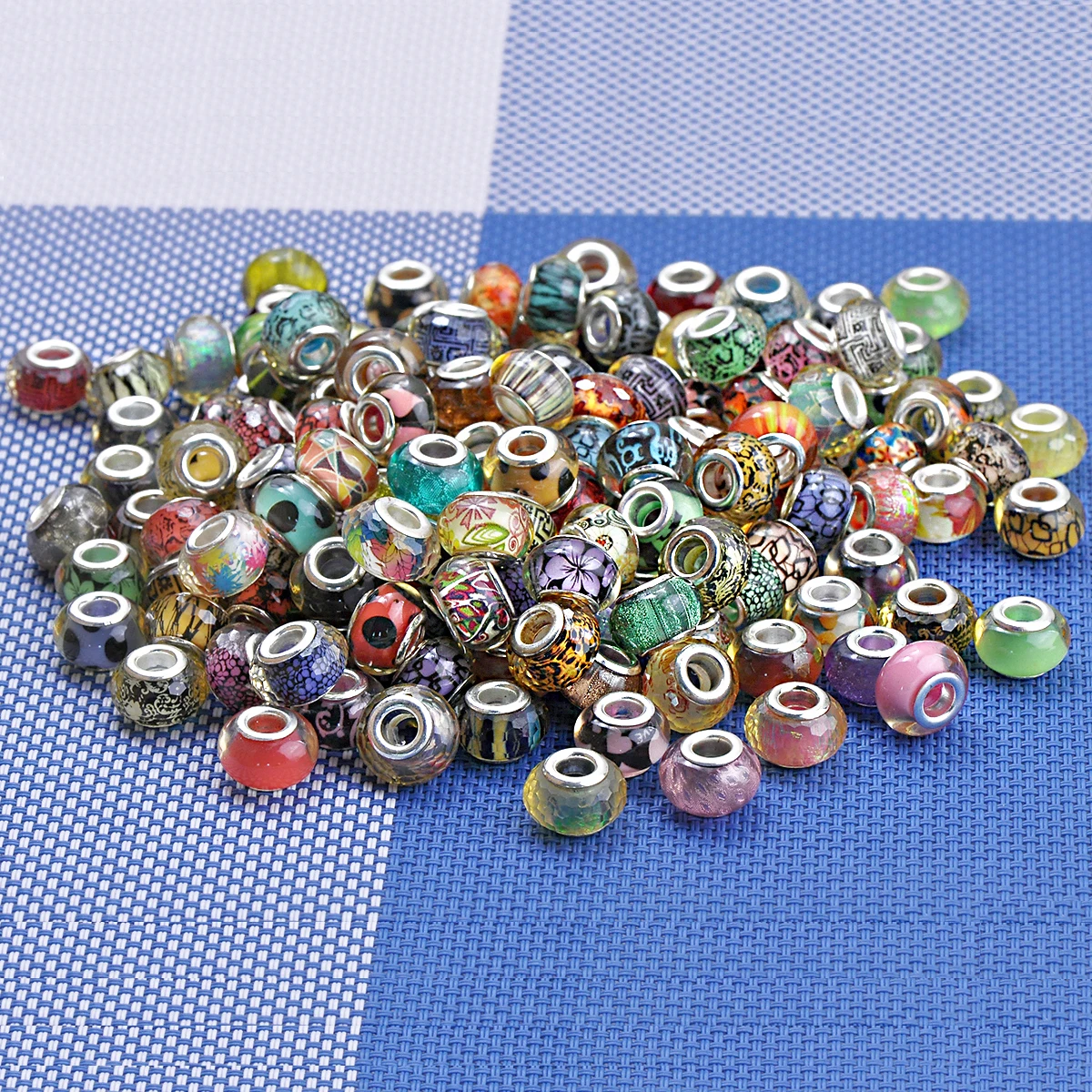 Mixed color 20 pieces resin crystal cut space bead stripe flower large hole bead Diy bracelet set jewelry accessories assembly