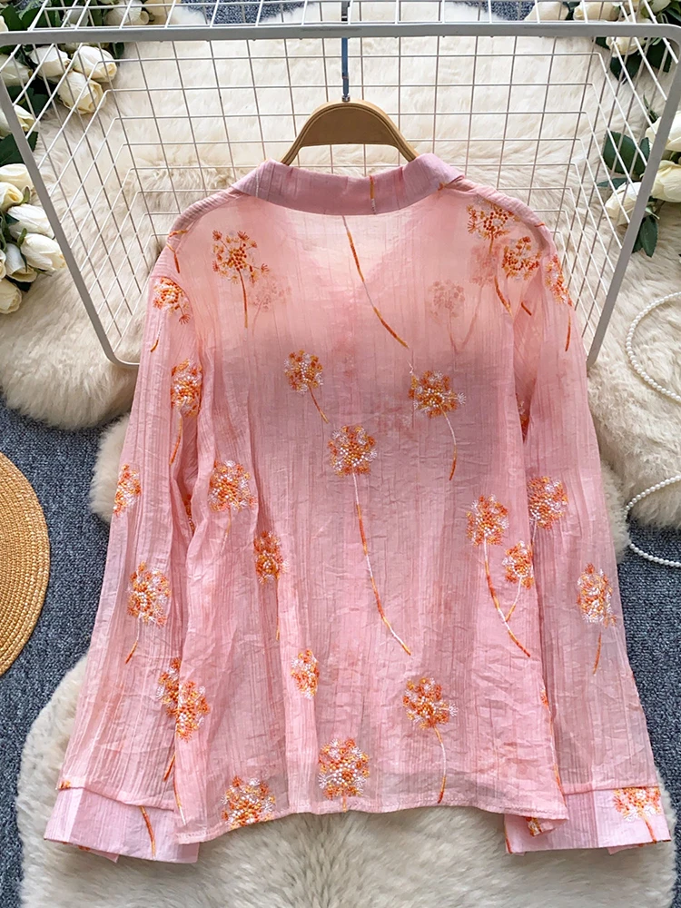 Camisa de mujer con bordado fl - Embroidery Cardigan reseña y precio