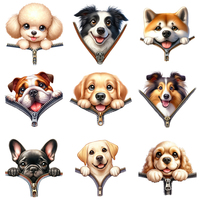 8cm Pocket Zipper Dog Animal Iron On Heat Transfer Sticker For Clothes DTF Pinted Vinyl Thermal Appliques Washable T-Shirt Decal