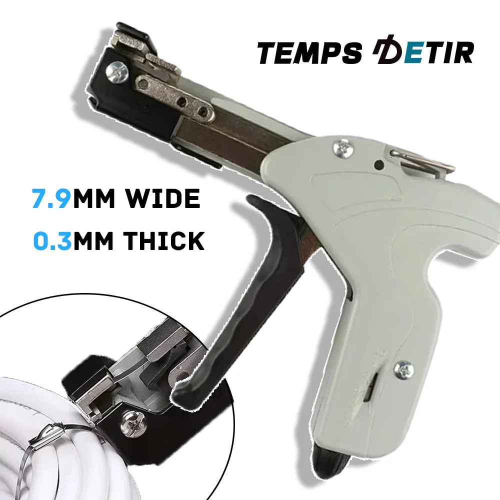 0.3-7.9mm Stainless Steel Cable Tie Gun, Multi-Purpose Self-Locking Cable Ties for Machinery/Exhaust Wrap/Pipes/Outdoor Fence