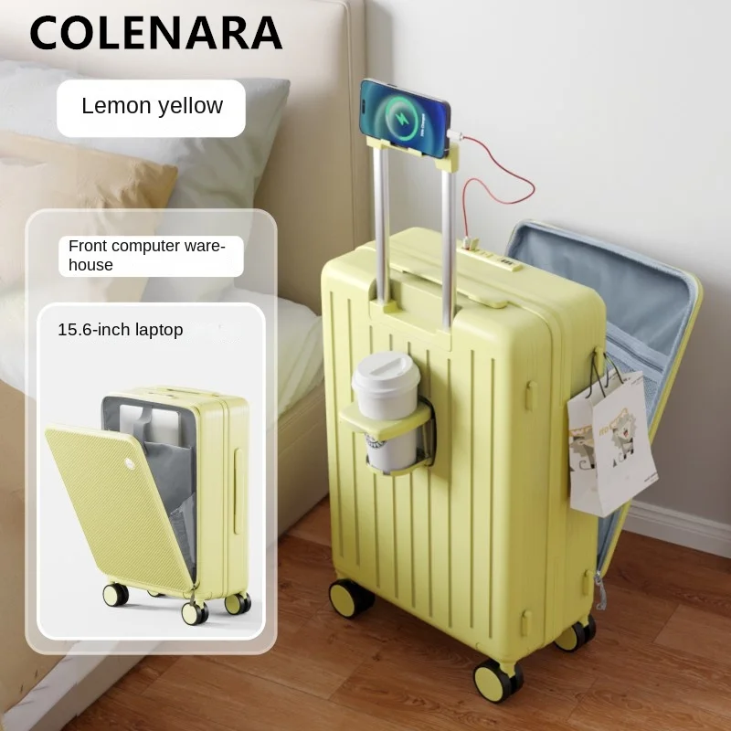 Imagem -05 - Colenara-pc Bagagem Multifuncional Eua Carregamento Laptop Trolley Case 20 Boarding Box 24 Roda Universal Mala Cabine 26