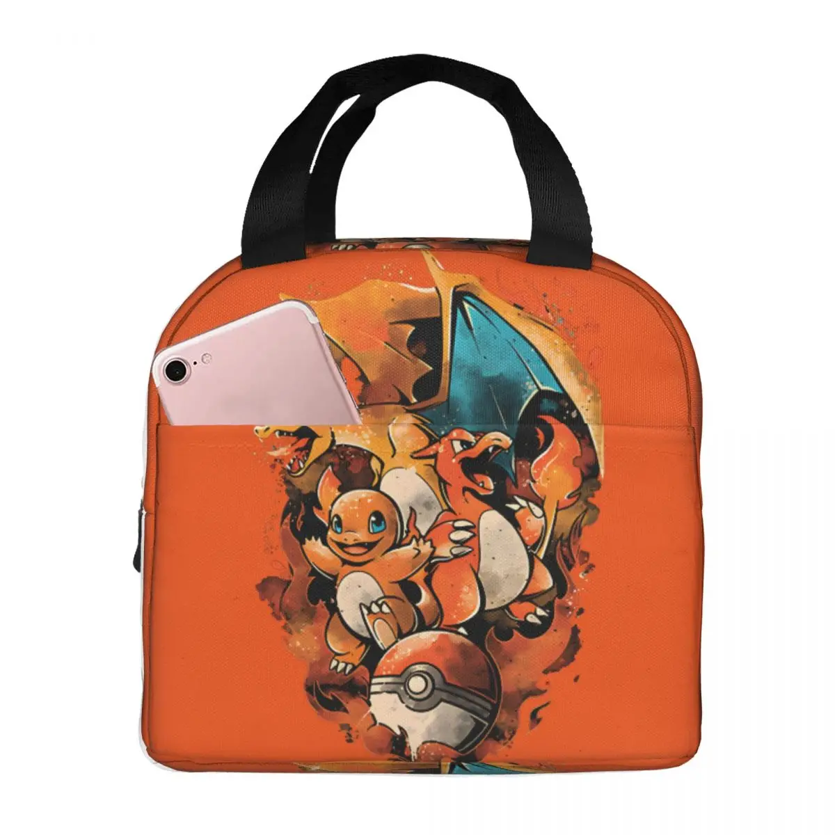 Evolution Fire Dragon Lunch Bag Pokemon Teen Girl Boy Men Women Adult Cooler For Work Lunch Container Zipper Closure