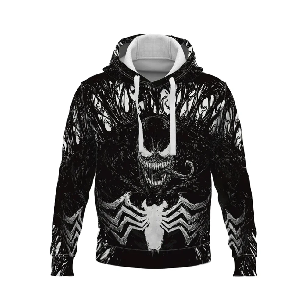 New Disney Hoodies Venom Cartoon Anime 3D Print Streetwear Homens Mulheres Moda Oversized Moletons Hoodie Crianças Pullover Vest