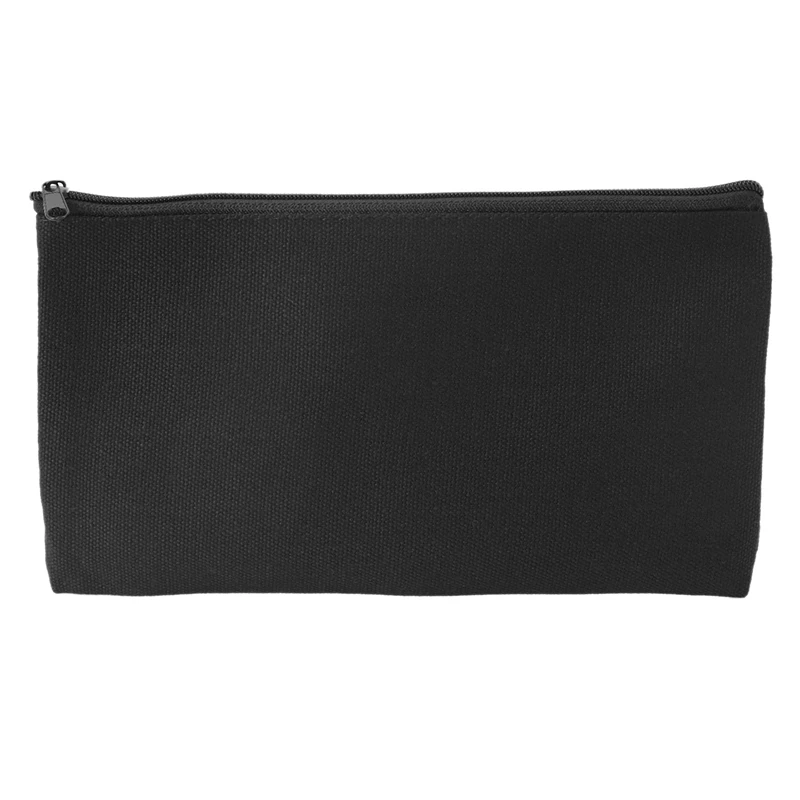 ABFK 120 Pcs Canvas Zipper Pouch Bags Canvas Makeup Bags Pencil Case Blank DIY Craft Bags For Travel DIY Craft School Black