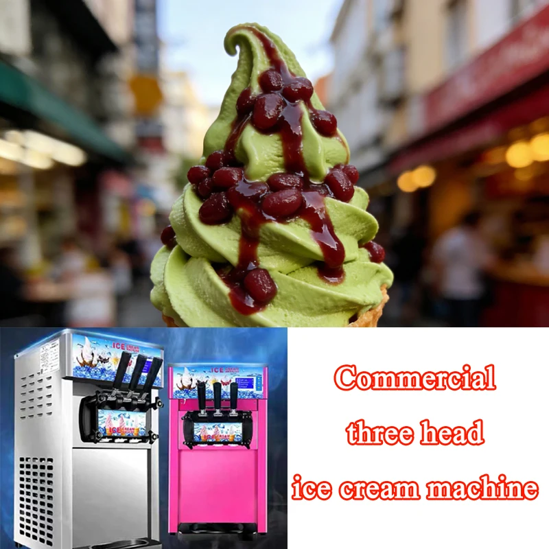 

Stainless Steel Ice Cream Machine Commercial Ice Cream Machine for Sale With Three Flavors Summer