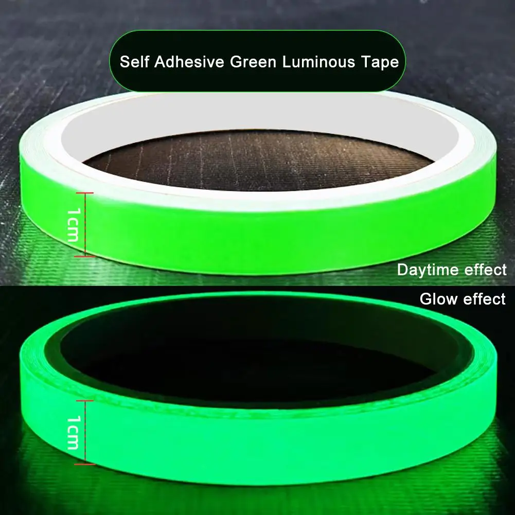 Green Luminous Tape Self Adhesive Glow In The Dark Stickers Tape Decorative Fishing Warning Fluorescent Stickers Stage Tool I1y1