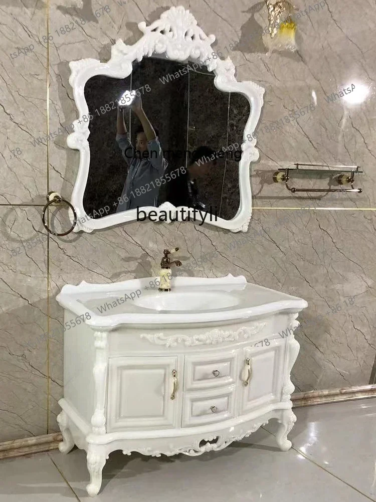 ss cn8350 European-Style Bathroom Cabinet Assembled Cabinet Bathroom Washbasin Cabinet Wash Basin Washstand Floor-Standi