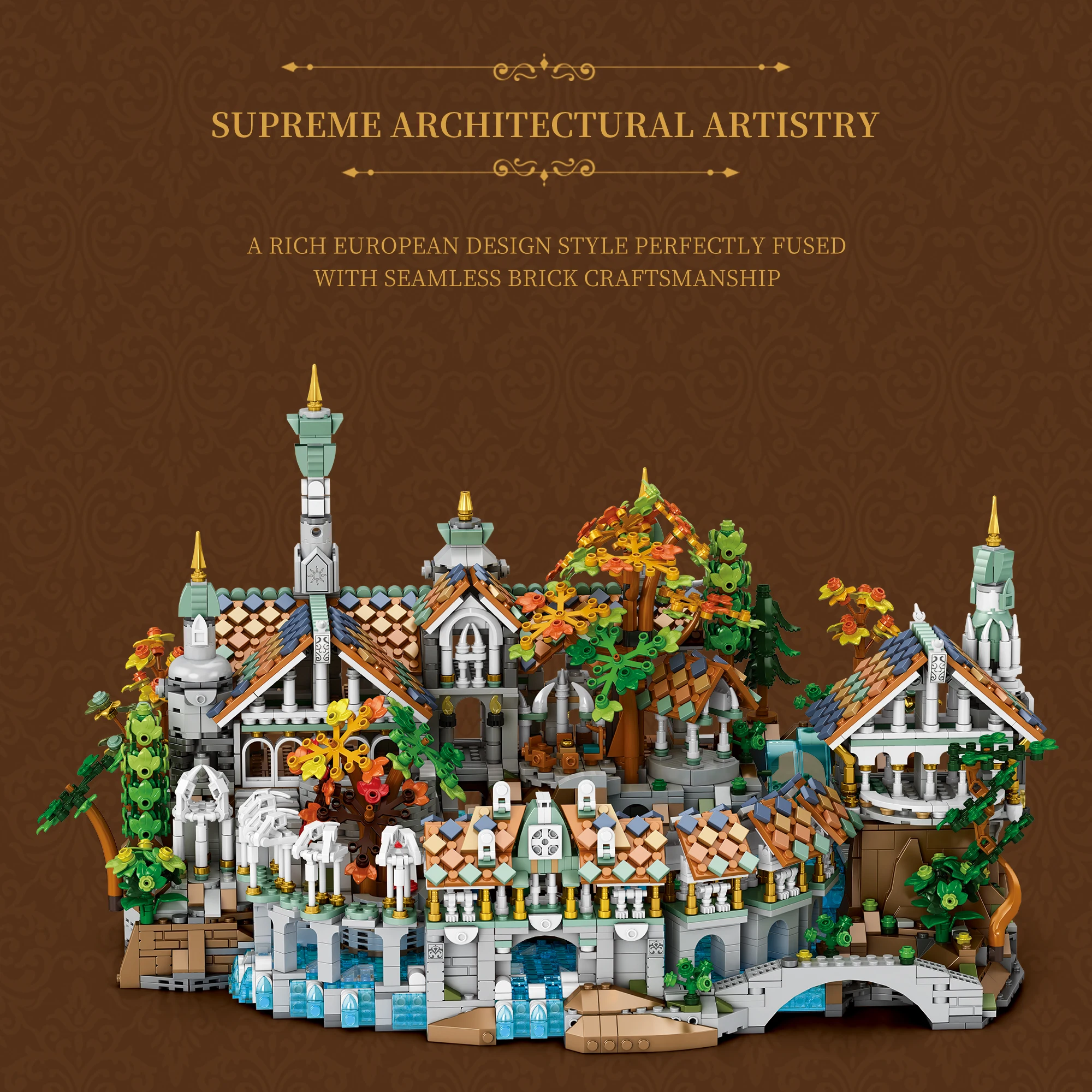 4406PCS MOC Movie Rings Duskvale Sanctum Building Blocks Medieval Palace Street View Architecture Model Assembly Toys Adult Gift