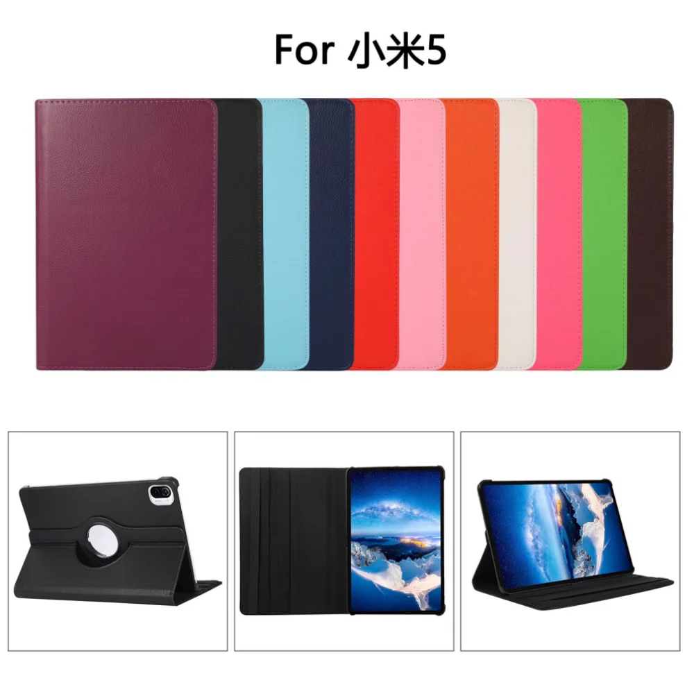 360 Degree Rotation Case for Xiaomi Mi pad 1 2 3 4 5 6 6S Pro 12.4 inch PU Leather Cover for Redmi Pad 10.61 Pro 12.1 SE 8.7 11