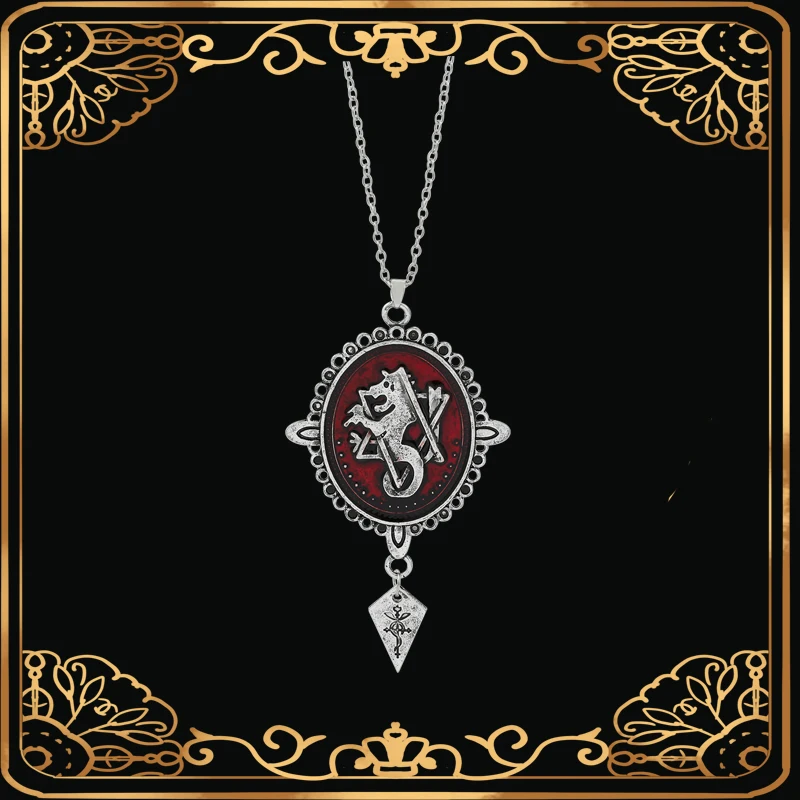 Vintage Fullmetal Alchemist Edward Elric Necklace High Quality Classic Red Zinc Alloy Pendant Women And Men Statement Jewelry