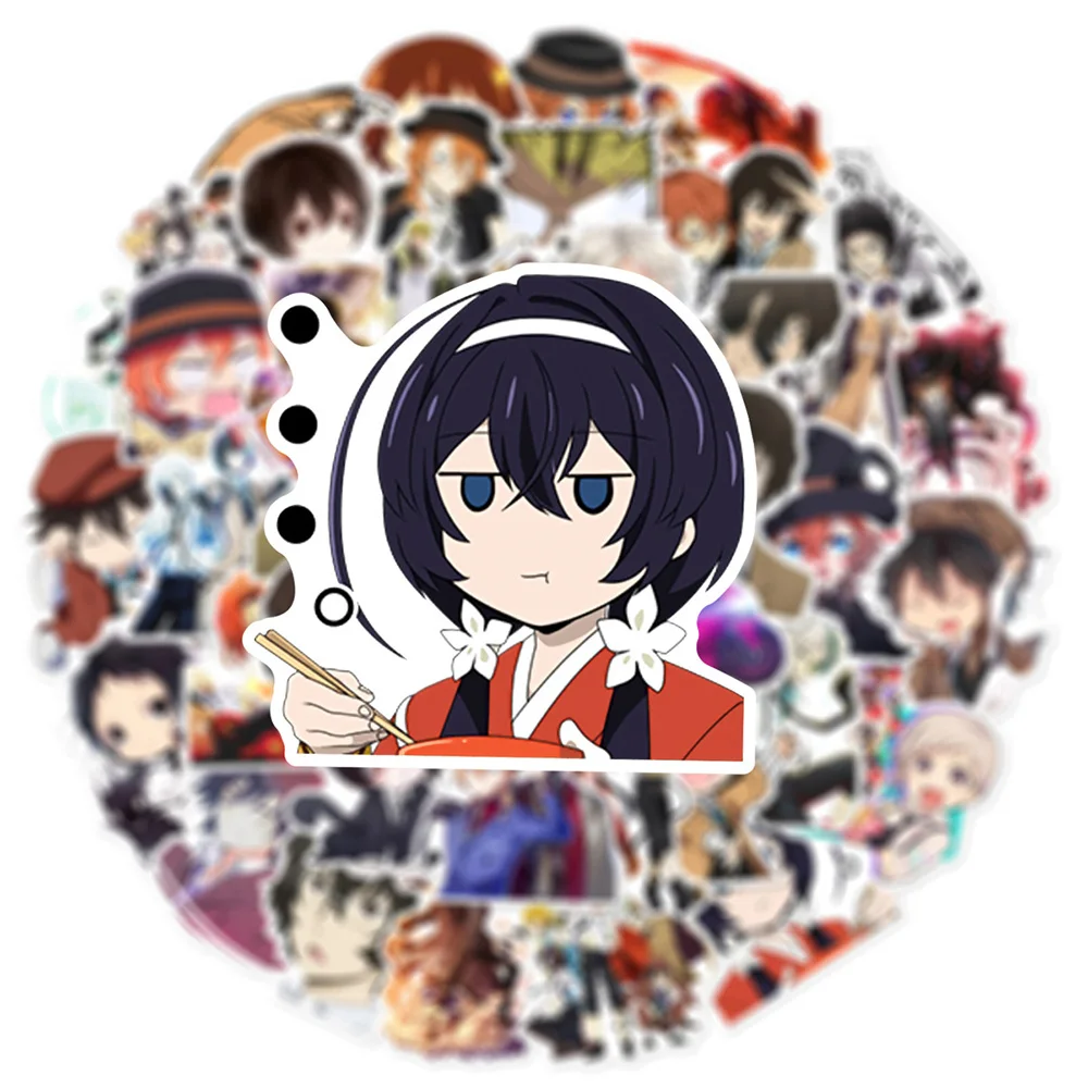 10/30/50Pcs Bungou Stray Dogs Anime Stickers Cartoon Decals Waterproof Graffiti Skateboard Phone Case Laptop Cool Sticker Packs