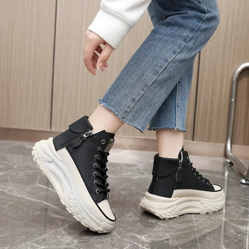 Hoge Schoenen Vrouwen Herfst Vrouwen Sneakers Ademende Gevulkaniseerde Platform Schoen Mode Casualot Vrouw Schoenen Zapatillas De Mujer