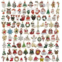 Randomly 30/50 pieces of mixed color Christmas style patterned enamel alloy small pendant jewelry making accessories DIY access