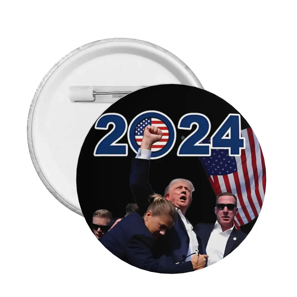 Trump Shot Assassination Attempt Tinplate Pin Wholesale Soft Button Lapel Badges 2024 Fight Tinplate Brooches Backpack Clothes