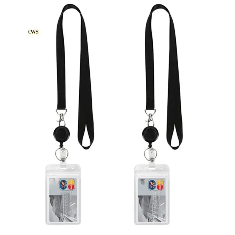 Funda para tarjeta de trabajo de identificación, soporte para tarjeta de identificación con nombre y cordón retráctil para carrete de insignia