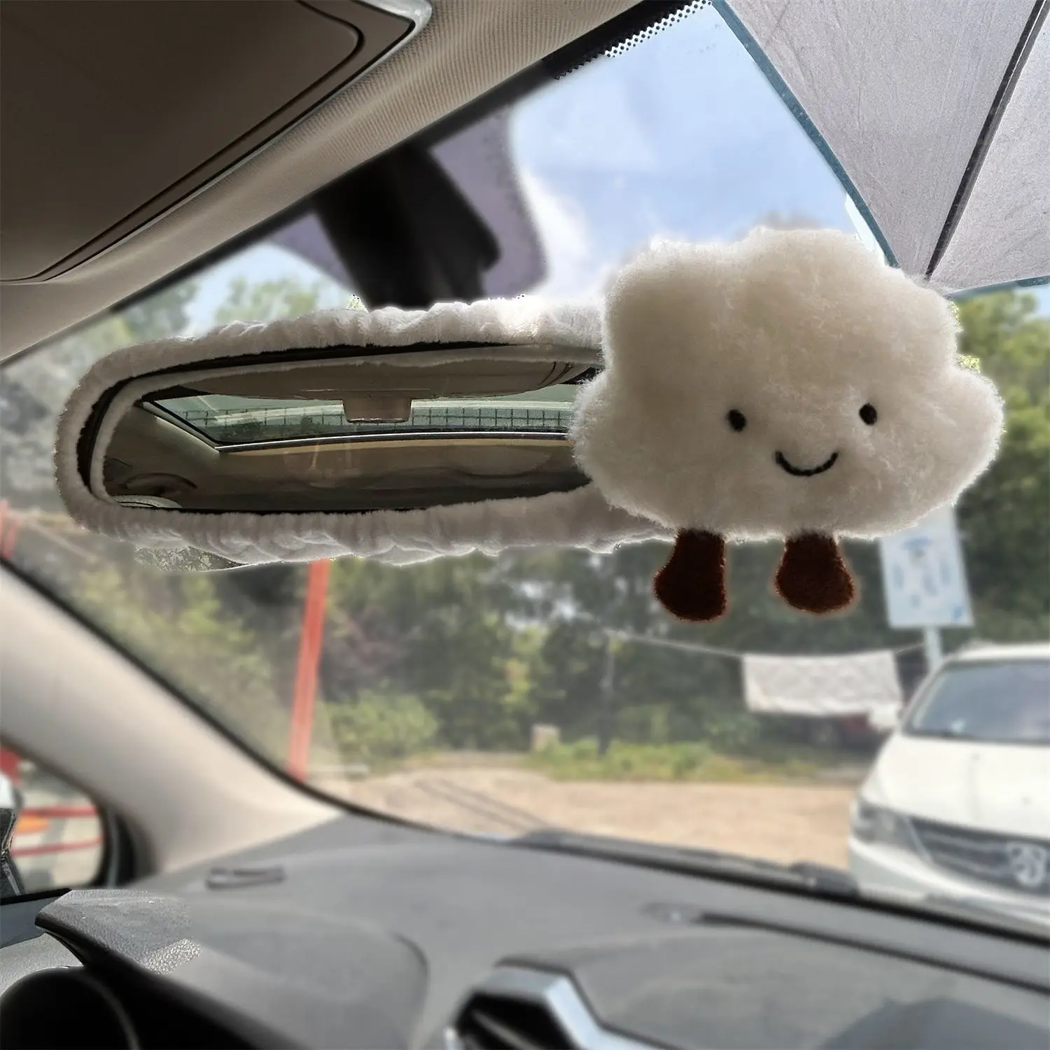 

Korean Creative Cute Plush Car Rearview Mirror Cover Cartoon Auto Accessories New Design