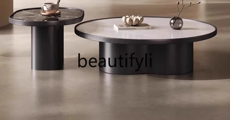 X Set tavolino rotondo minimalista di fascia alta per soggiorno, tavolino da caffè in marmo per piccole famiglie