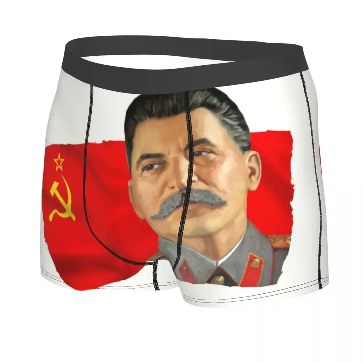 Josef Stalin And USSR Flag Underwear Men Breathbale Russia Soviet Union Boxer Briefs Shorts Panties Soft Underpants For Male