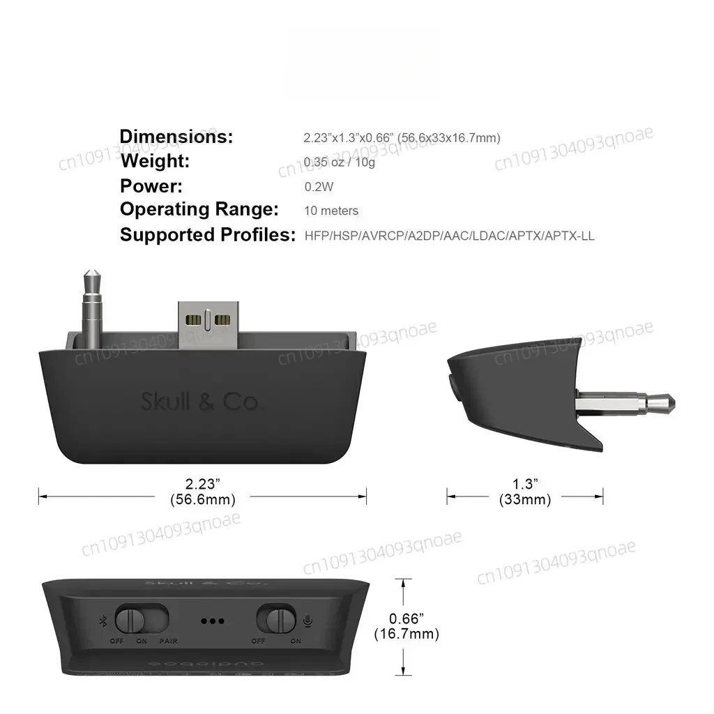 Skull & Co. AudioBox Bluetooth 5.0 Compatible Audio Transmitter APTX LL Adapter for Xbox Series X/S Xbox One Elite 2 Controller